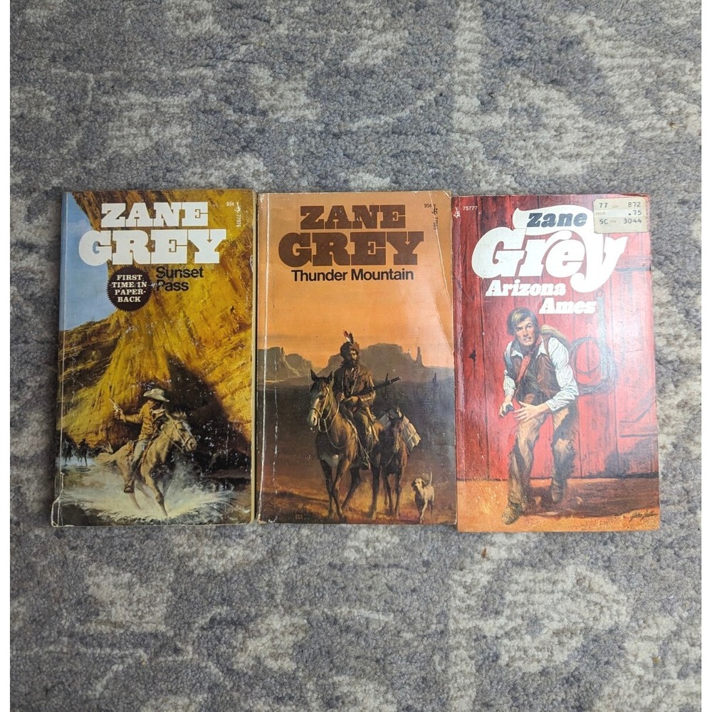 Zane Grey Lot 3 Books Paperback Sunset Pass, Etc